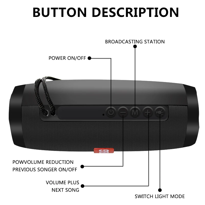 Портативный светодиодный bluetooth-динамик водонепроницаемый fm-радио беспроводной