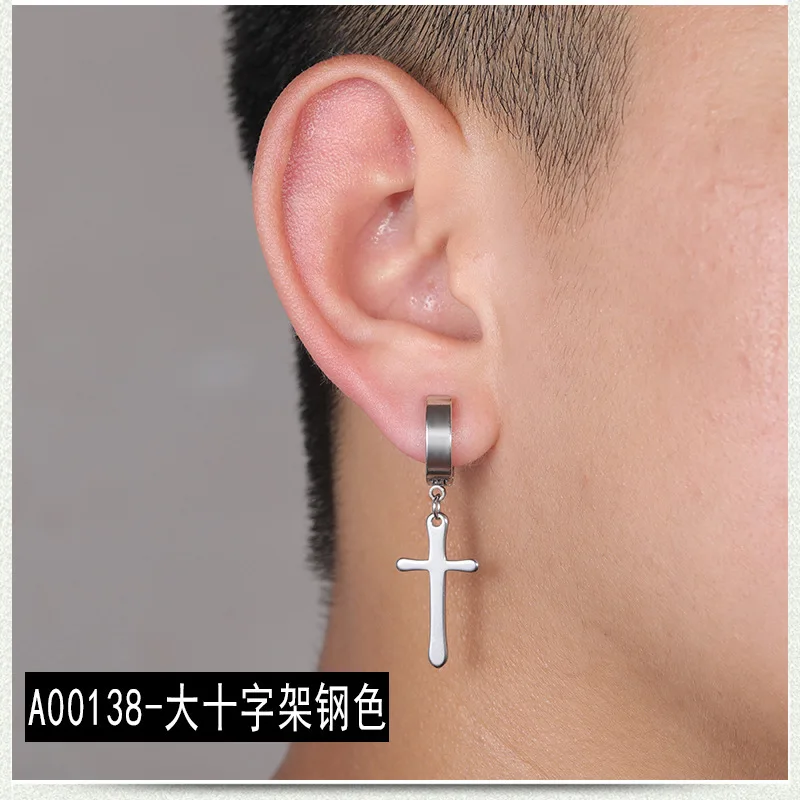 Продукты не аллергический крест из нержавеющей стали серьги без отверстия для
