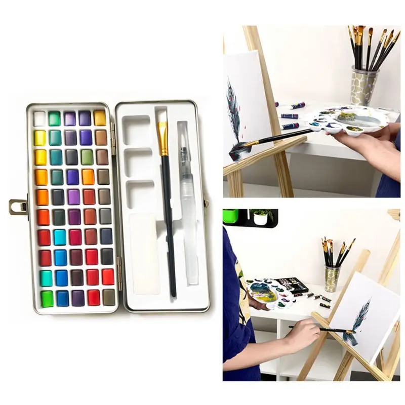 

50 Colors Professional Solid Watercolor Paint Pigment Set Nail Art Painting Portable Fabric Drawing Tools for Beginner Drawing A