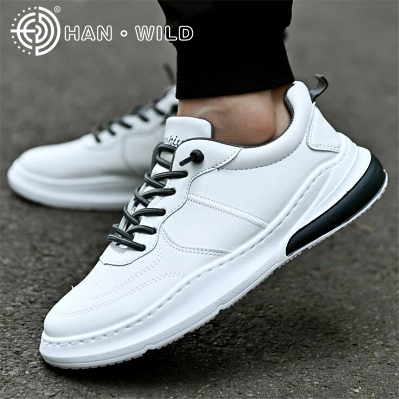 Мужские кроссовки из ПУ кожи Белые Повседневные уличные модная обувь для мужчин