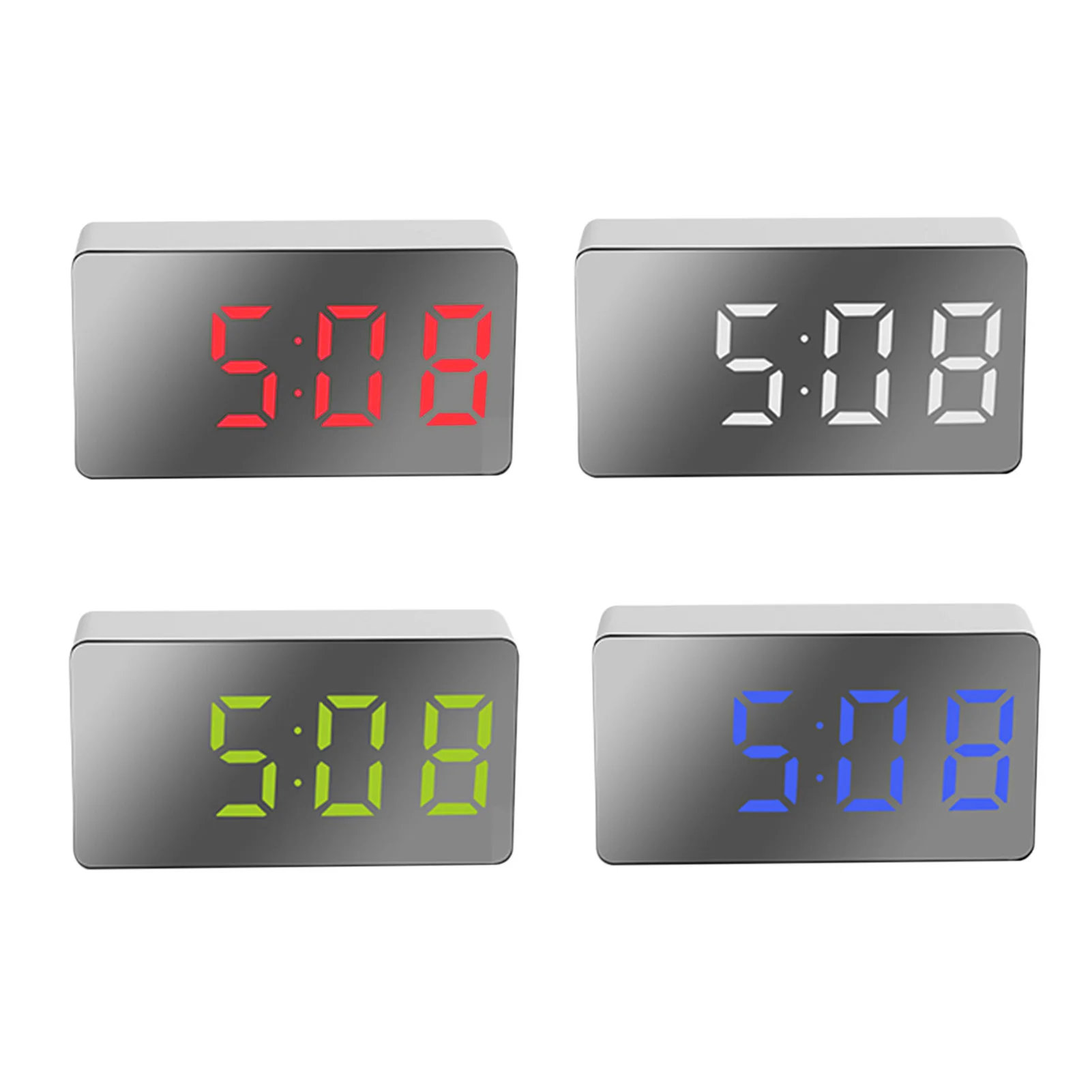 

LED-Mirror-Clock Electronic Mini Digital Alarm Clock Quiet Sleep Environment 3 Alarms Snooze Mode 3.1-inch LED Display USB Port