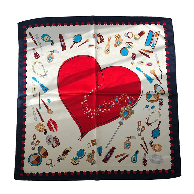 

2020 Fashion Square Neck Scarves 100% Silk Scarf Women Foulard Shawls And Wraps New Bandana Poncho Headband Hijab 53*53cm