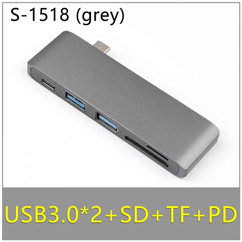 TypeC-5in1-8 Два порта USB C концентратор до 4K HDMI адаптер Thunderbolt 3 двойной USB 3,1 данных type-C концентратор TF SD PD адаптер для MacBook Pro Air 13 - Цвет: TypeC-5in1-8