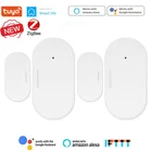 Умные детекторы открытиязакрытия дверей Tuya ZigBee WiFi датчик для двери, приложение Smartlife, Wi-Fi датчик окон, работа с Alexa,Google Home