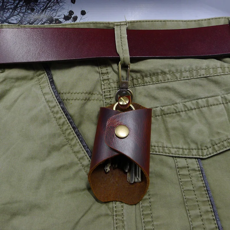 Блонгк настоящий чехол для ключей на пояс дом-держатель маленький органайзер мини сумка кошелек для мужчин и женщин 1802 из коровьей кожи.