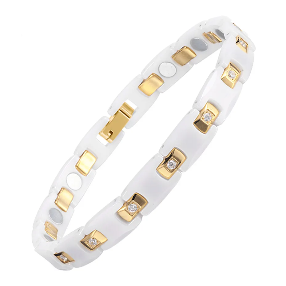 

Gold platef Women Jewelry Magnetic Ceramic Bracelet With Health Elements Magnetic Best Gift