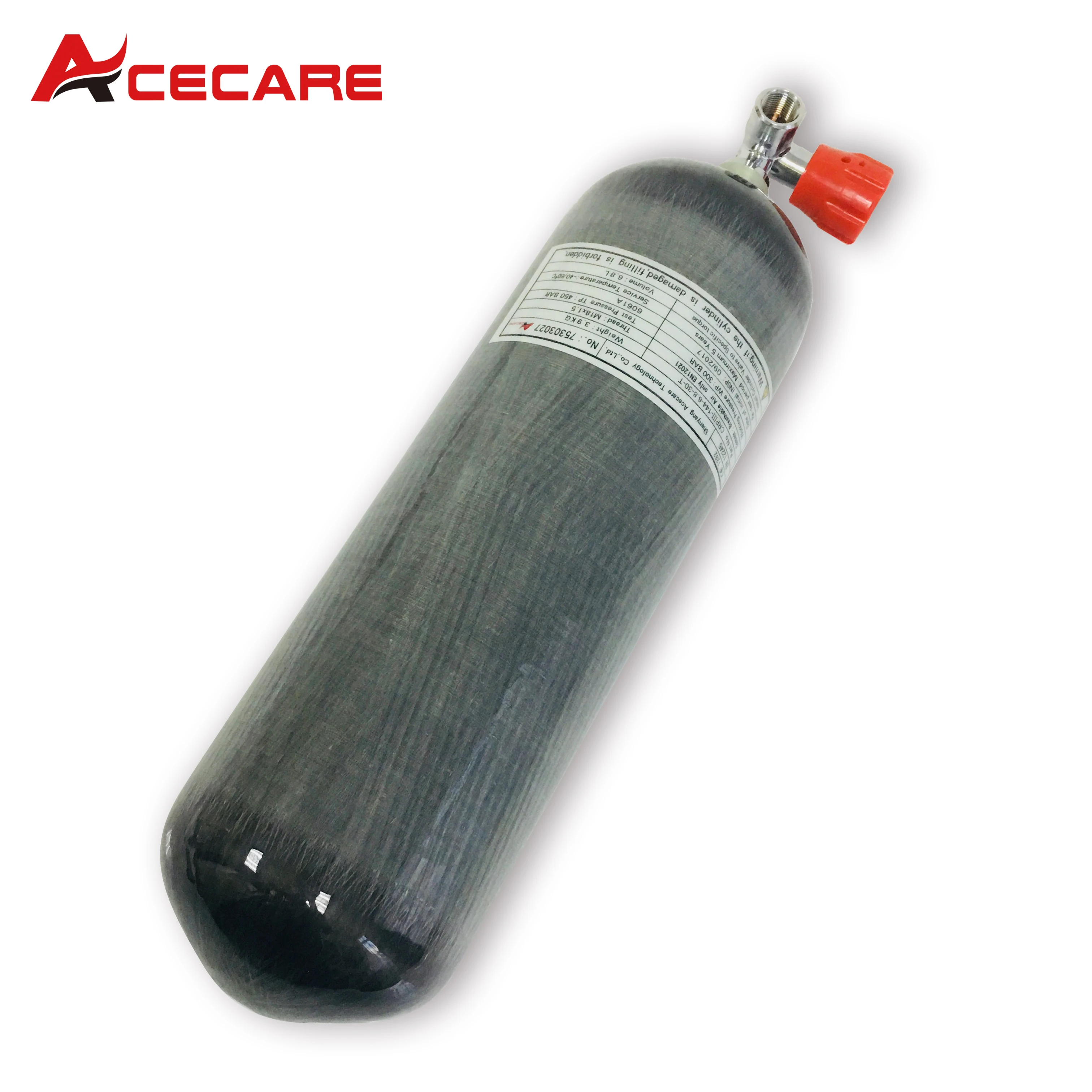 Verkaufen AC16811 Acecare 6.8L CE 4500Psi PCP Paintball Carbon Faser Zylinder Scuba Tank Für Tauchen Mit Rot Ventil Airforce Condor Airsoft