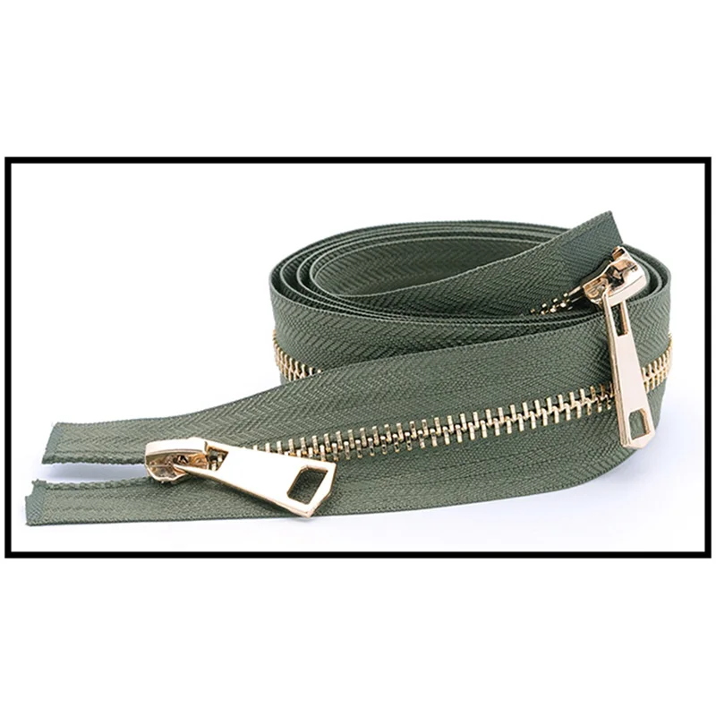 gold-green Meetee 120 см 5# Металлические молнии двойной слайдер открытый конец молнии DIY Швейные Инструменты пуховик пальто одежда портной ремонт аксессуары - Цвет: gold-green