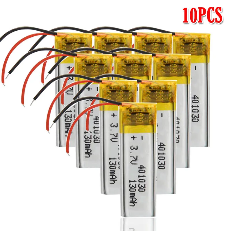 10pcs 3,7 в 130 мАч 30*10*4 мм 401030 литий-ионный аккумулятор для MP3 MP4 MP5 DVD Игрушка Мобильный bluetooth наушники lipo перезаряжаемый элемент - Цвет: 10pcs