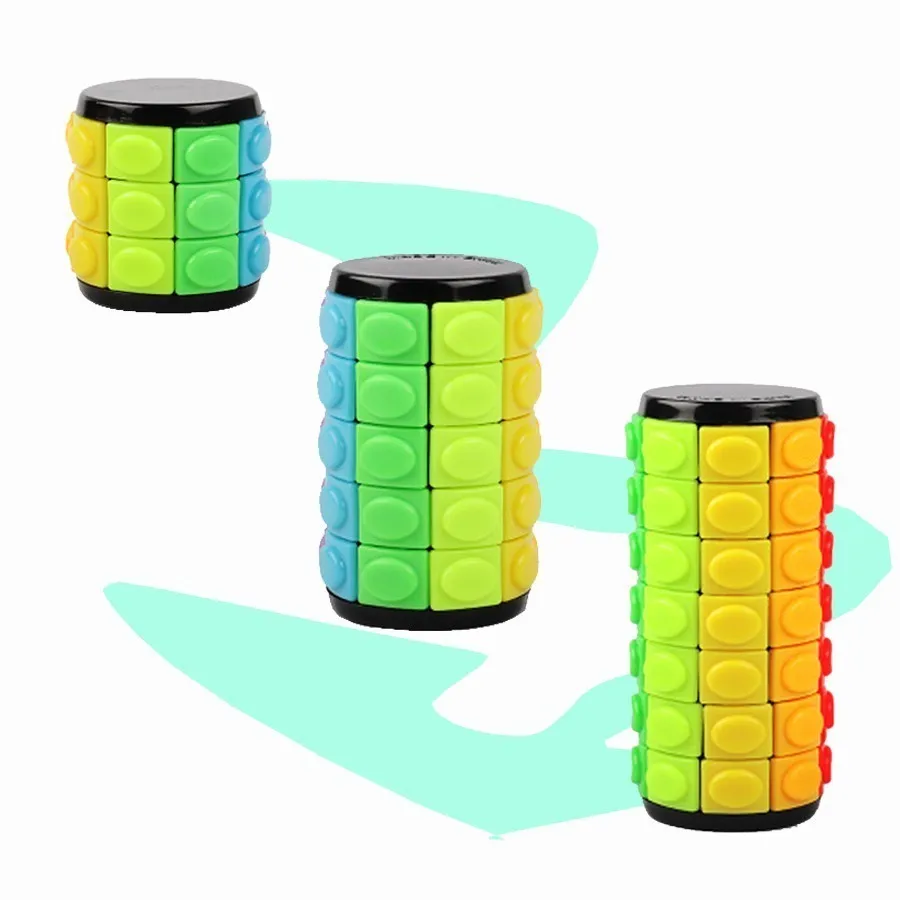 

Creative Rotate Slide Tower Stress Cube Puzzle Toy Color Random Cube Kids Adult Color Cylinder Sliding Puzzle Sensory Toy