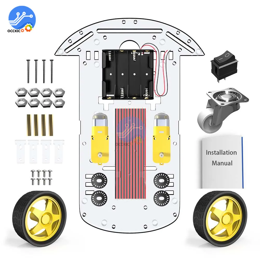 Умный робот мотор комплект шасси автомобиля датчик скорости батарейный блок 2WD с