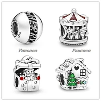 925 sterling silver charm christmas gingerbread house charm beads fit women pandora bracelet necklace jewelry