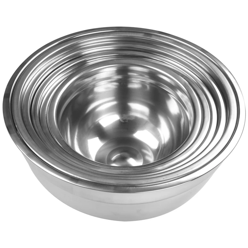 

Миска для смешивания из нержавеющей стали (набор из 6), миска для хранения фруктов и салата, кухонная миска для салата