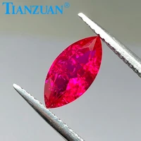 marquise shape natural cut 5 red color artificial ruby corundum stone with cracks and inclusionsloose stone