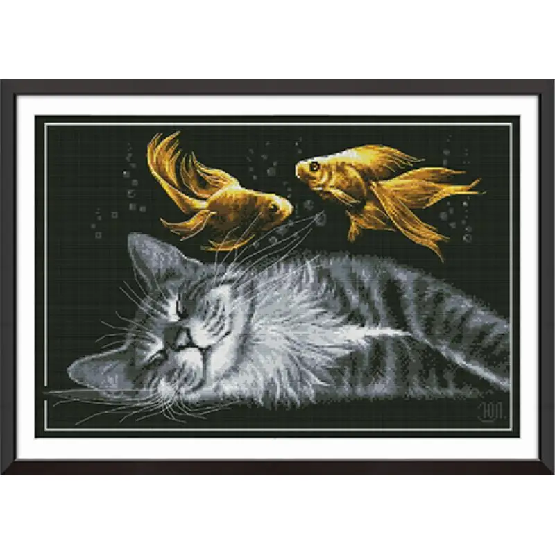 Joy Sunday counting cross-stitch cat black series DIY handmade needlework set embroidery needle kit | Дом и сад