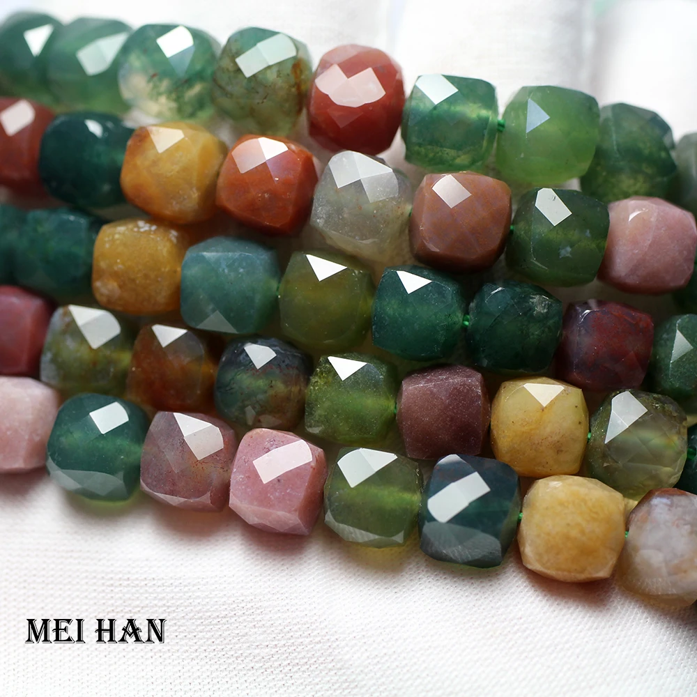 

Meihan оптовая продажа натуральный индийский агат 8*8 мм граненый куб свободные бусины для изготовления ювелирных изделий Дизайн Модный камень