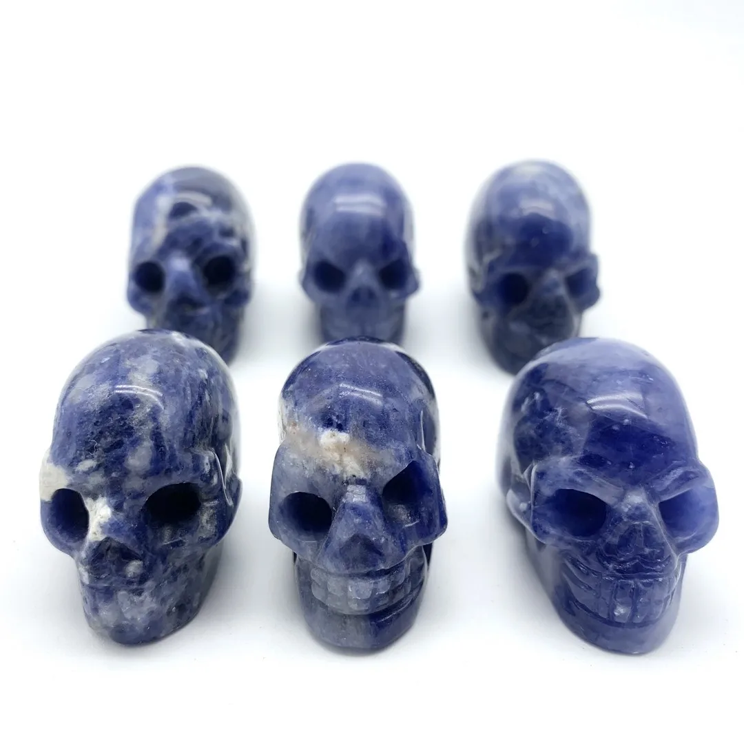 

Natural Blue Sodalite Quartz Skull Ghost Head Carved Crystal Handmade Crystal Energy Home Ornaments Healing Decoration Stones