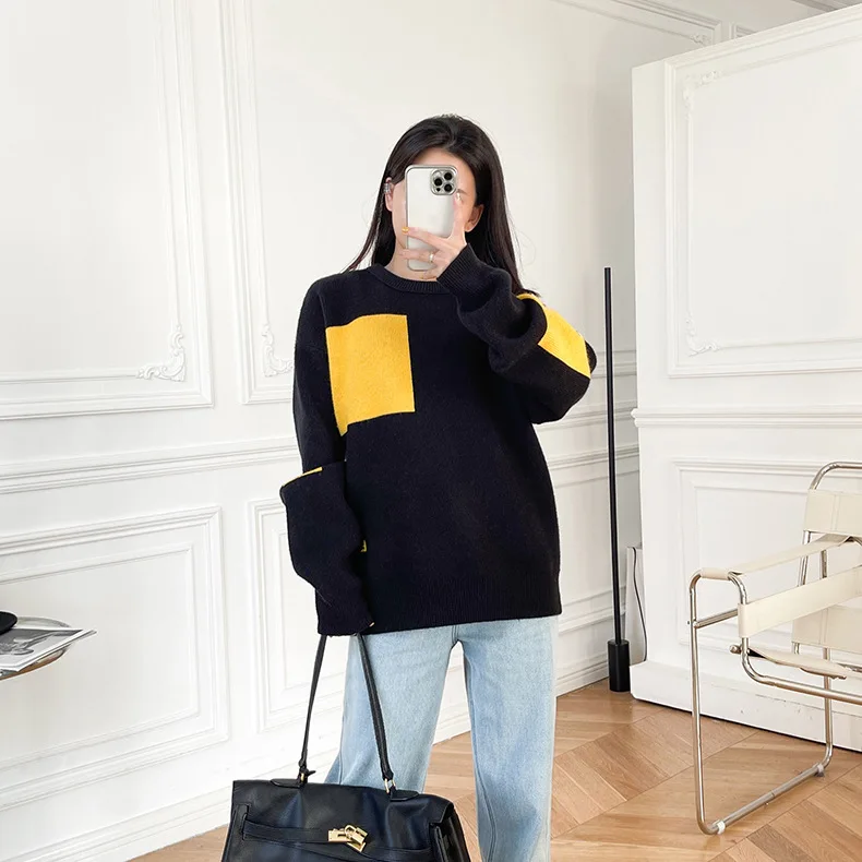 

Женский свитер 2021 Осень и Зима Свободный пуловер свитер мужской и женский свитер