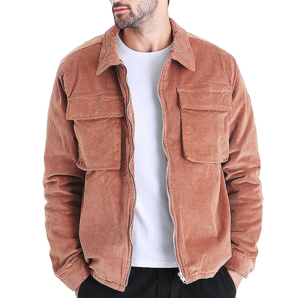 Мужская теплая Вельветовая куртка винтажное толстое пальто большого размера с