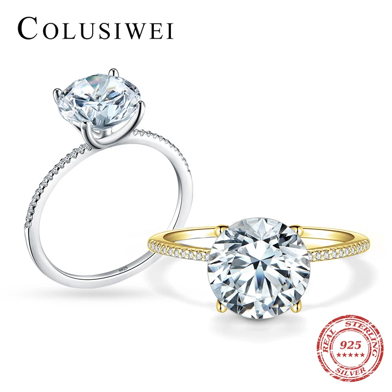 

Colusiwei Fashion 925 Sterling Silver Rings For Women Luxury Sparkling Clear Cz 3.0Ct Wedding Band Engagement Statement Jewelry