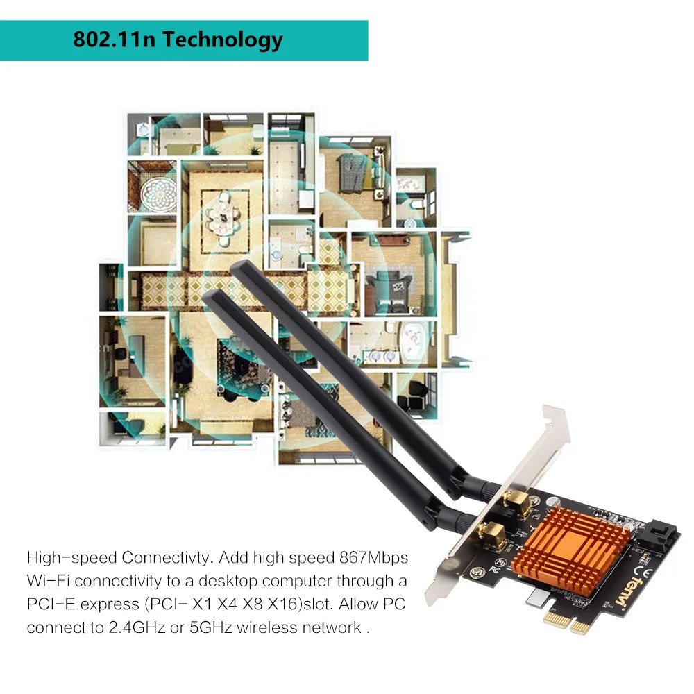 Fenvi Настольный 1200 Мбит/с Беспроводной двухдиапазонный Bluetooth 4,2 PCIe Wi-Fi адаптер Intel 8260 WiFi сетевая карта 802.11ac 2,4G/5 ГГц