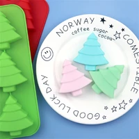 6 holes christmas tree shape silicone mold chocolate fondant baking mould ice jelly tray diy cake decoration kitchen accessories