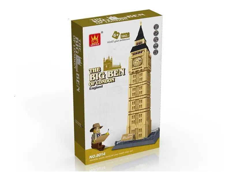 

Wange Architecture series the Big Ben model Building Blocks set classic City Famous landmark education Toys for children 5216