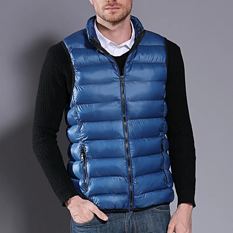 CYSINCOS брендовая мужская куртка без рукавов зимний Сверхлегкий белый утиный пух