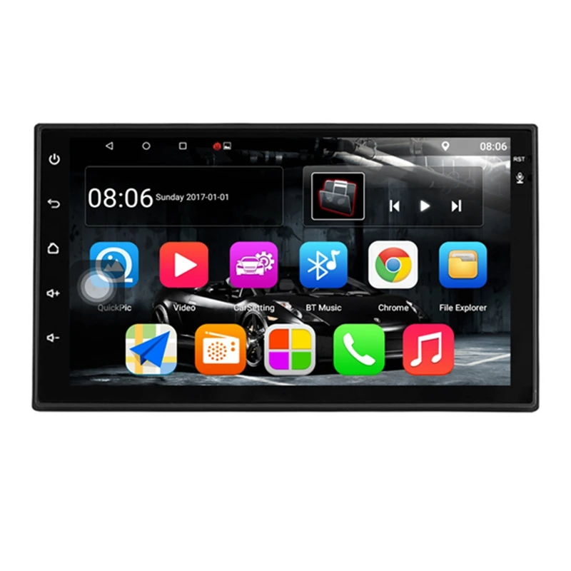 Android 7 1 автомобильный стерео дюймов 1024x600 1080P четырехъядерный 2Din головное
