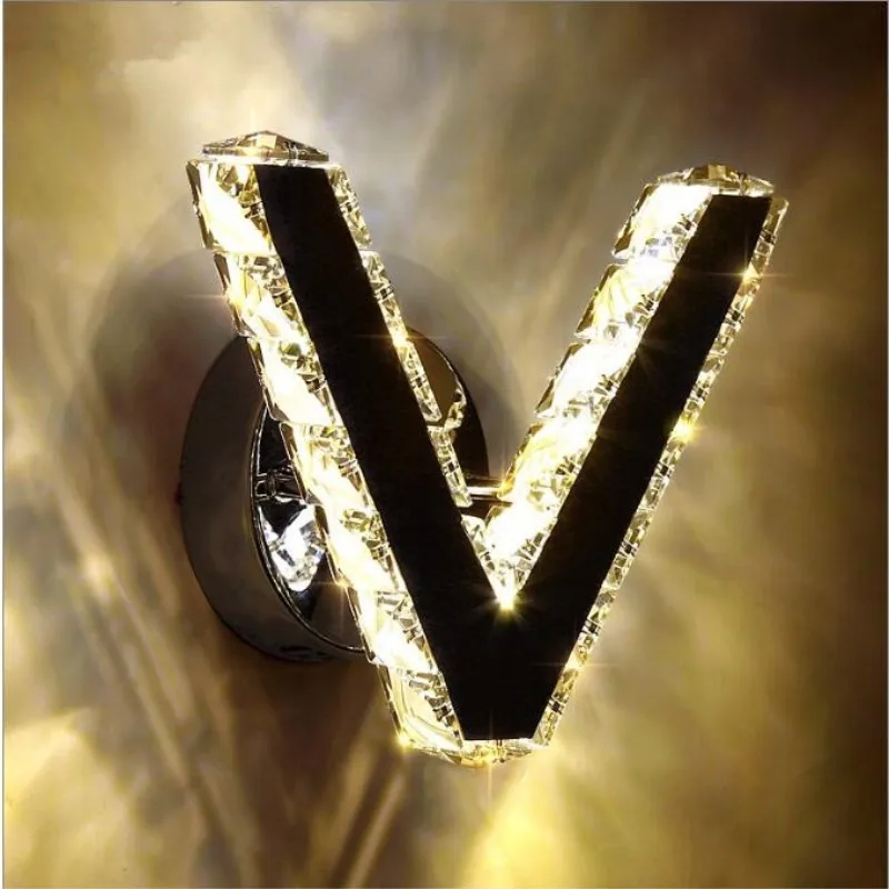 Современный хрустальный настенный светильник v образная форма креативный