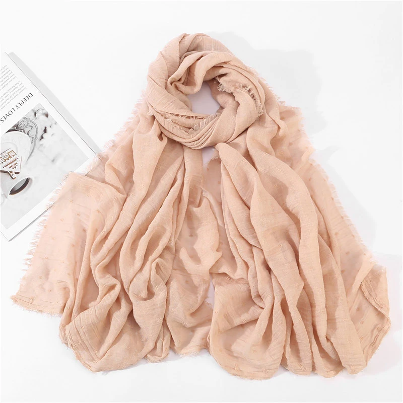 

New Solid Scarf Hijabs Plain Cotton Muslim Head Hijab Scarf Shawl Women White Pleated Crinkle Scarves Wraps Foulard Bandanas Red