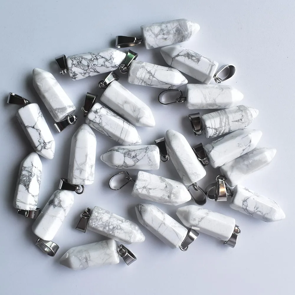 

Wholesale 50pcs/lot 2020 fashion high quality natural stone hexagonal pillar charms pendants fit necklace making free shipping