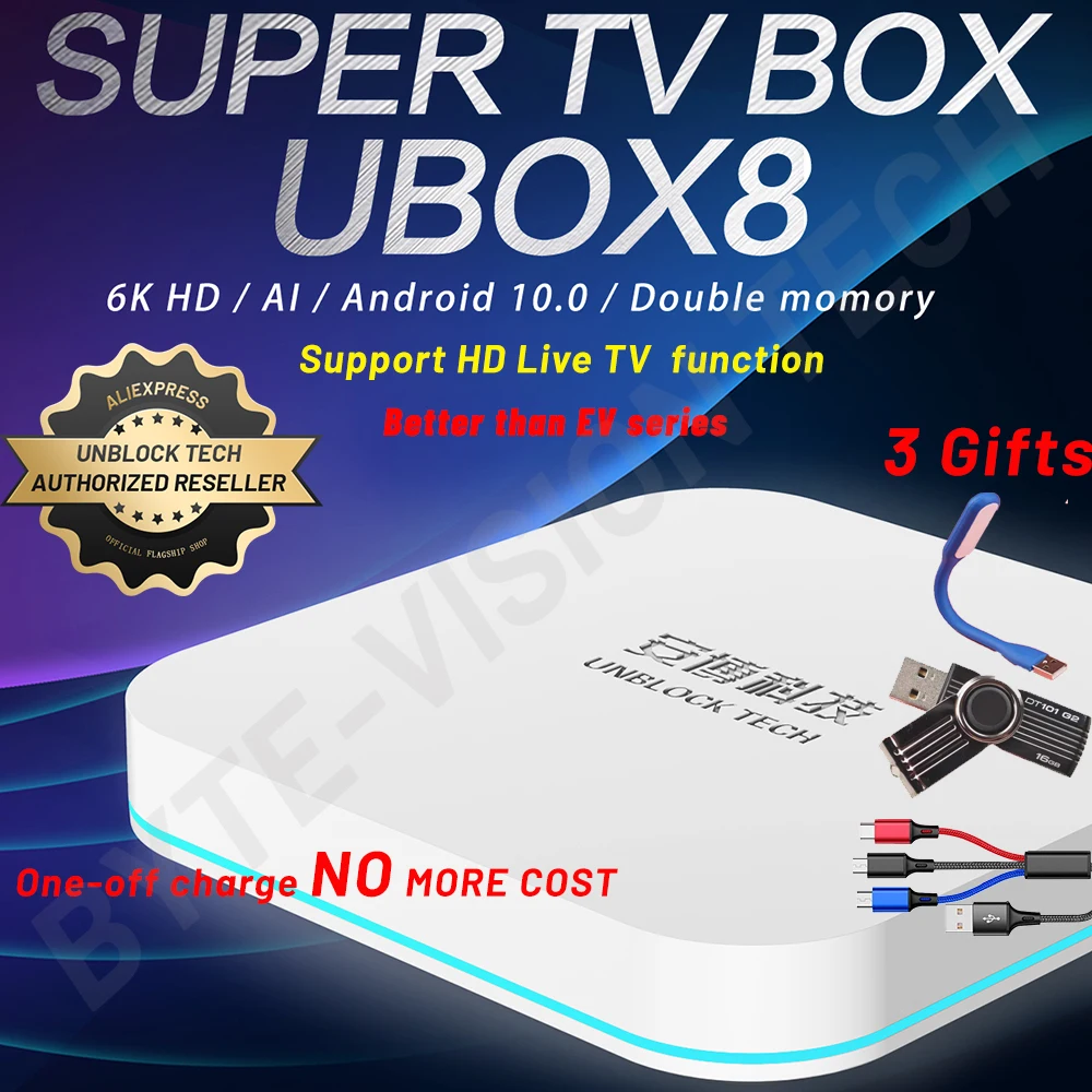 

Tv Box Android 10 UBOX8 Smart IPTV Set-Top MAX Stable AI VOICE Dual 4GB 64GB Hot Sell Japan Korea USA CA SG NZ AUS PK EVPAD