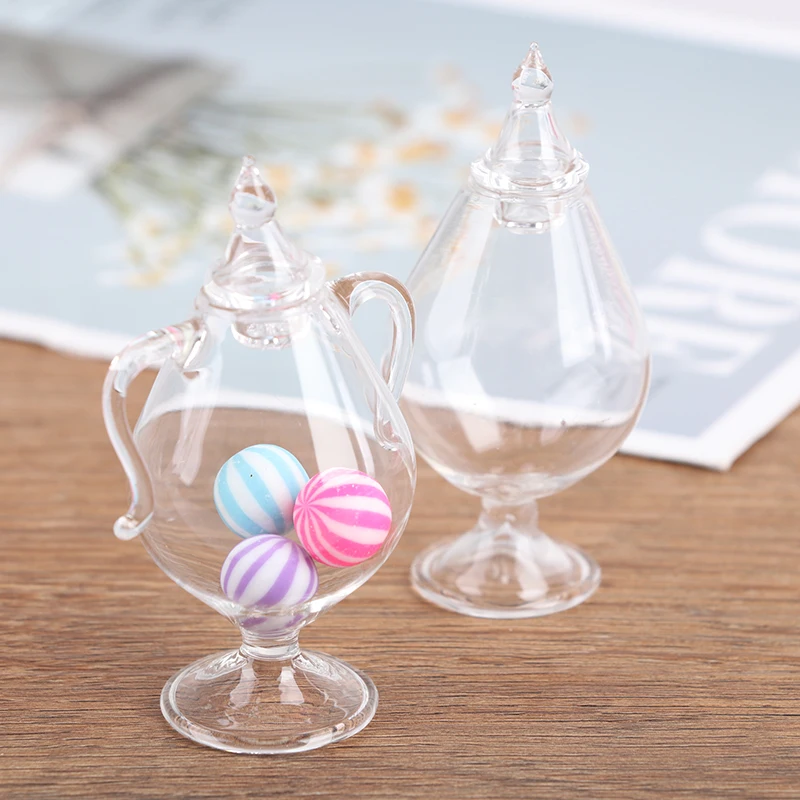 

1:12 Dollhouse Miniature Glass Candy Jar Simulation Candy Bottle Doll Model Toy For Dollhouse Decals New
