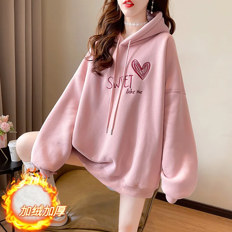 

Новинка Осень-зима 2021, простой серый ленивый Стильный Бархатный свитер с капюшоном, Корейская модель, свободная тонкая женская куртка, бесп...