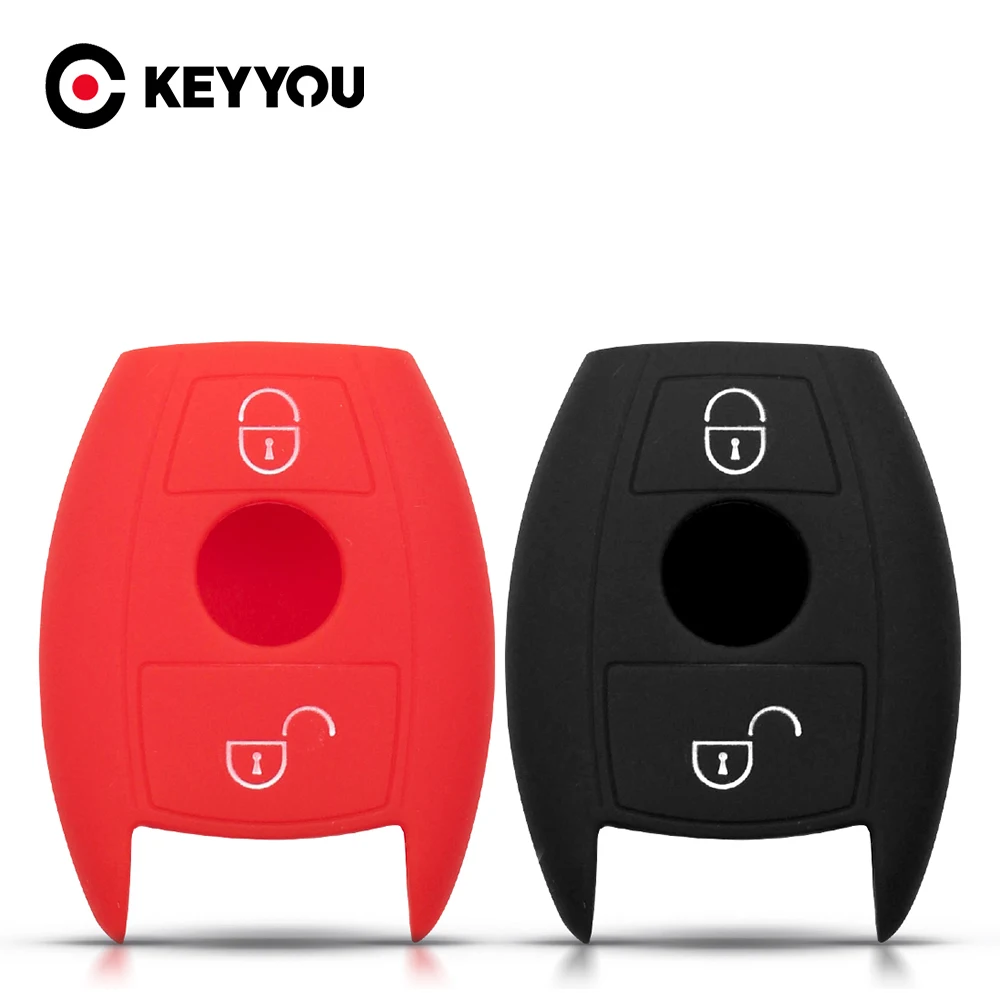 Силиконовый чехол для автомобильного ключа KEYYOU с 2 кнопками кожаная куртка Mercedes