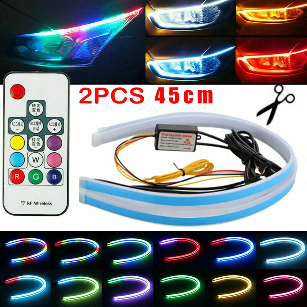 Светодиодная лента DRL плавный поворотный сигнал с дистанционным управлением 45 см