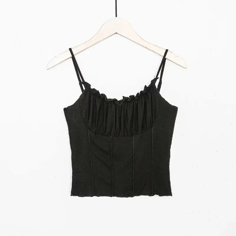 Сексуальный топ на тонких бретелях женские летние плиссированные шорты с рюшами