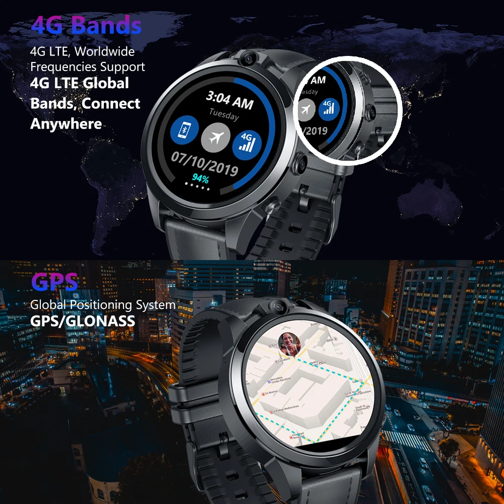 Zeblaze THOR 5 PRO 4G SmartWatch 1 6 дюйма Хрустальный дисплей GPS/ГЛОНАСС четырехъядерный 32 ГБ 800