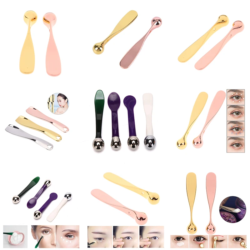 

Alloy Metal Cosmetic Spatulas Facial Mask Spoon Eye Cream Mixing Spatula Scoop Anti Wrinkle Massage Sticks Makeup bolsas ojos