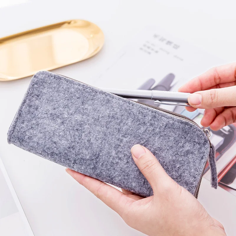 Черный Серый Простой пенал тканевый чехол для карандашей школьные