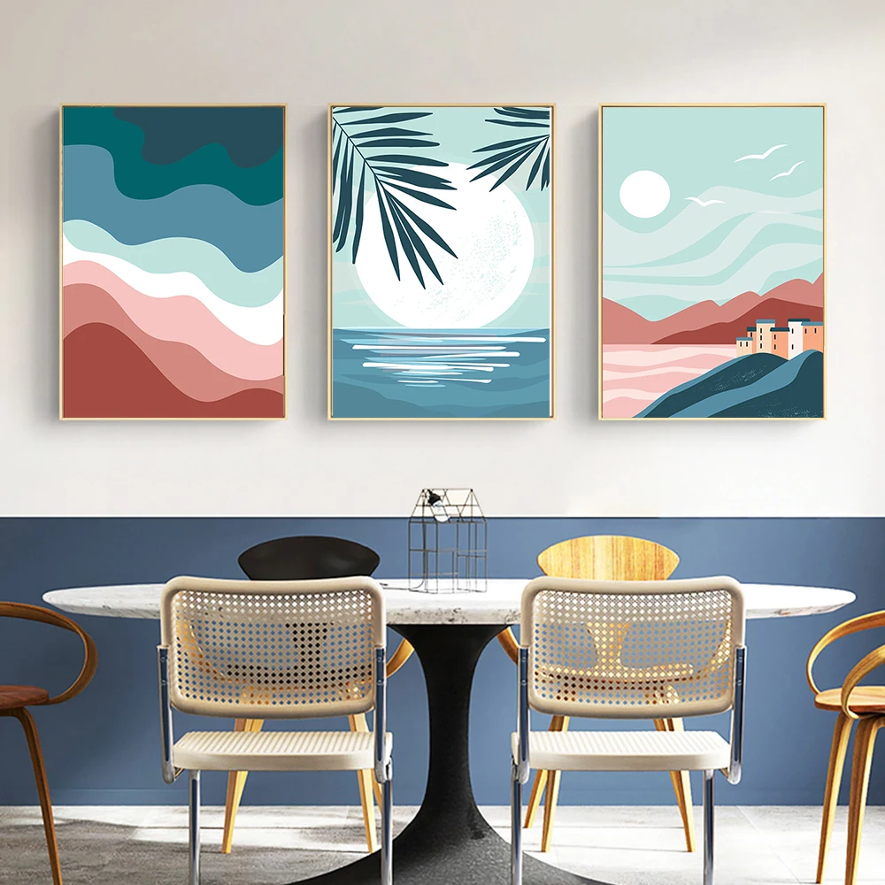 

Abstract Landscape Scene Boho Canvas Prints Painting Wall Art Pictures Posters for Living Room Home Decor