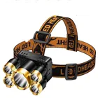 Мощный светодиодный налобный фонарь, 18650 лм, налобный фонарь с зарядкой от USB, водонепроницаемый налобный фонарь, встроенный аккумулятор, регулируемый налобный фонарь для кемпинга