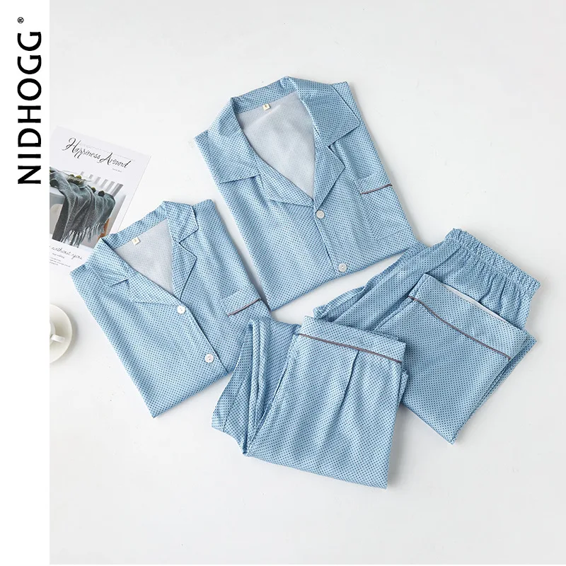 2020 Мужская атласная синяя Пижама с коротким рукавом Брюки кардиган роскошная