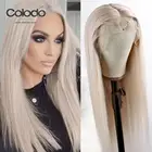 COLODO предварительно выщипанные пепельные светлые человеческие волосы парики Remy волосы прямые кружевные передние парики бесклеевые прозрачные кружевные парики для женщин