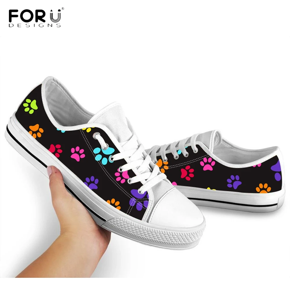 HMF553Z39A FORUDESIGNS цветной, для домашних животных, для собак/щенка собаки печать обувь Для женщин весна/осень на низком каблуке на шнуровке; парусиновая обувь дышащая женская обувь - Цвет: HMF553Z39A