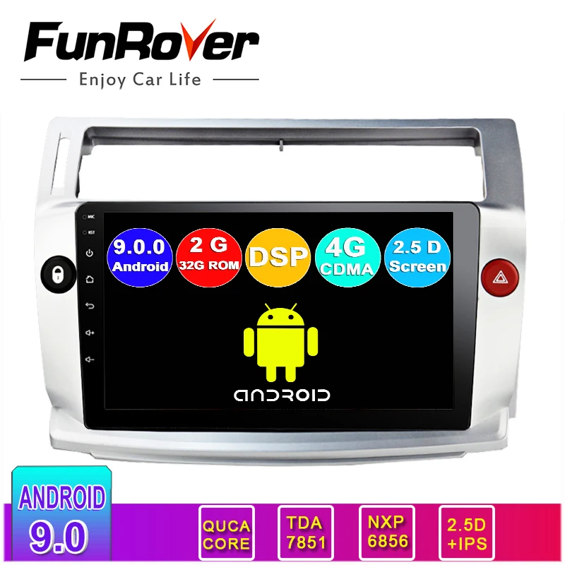 Funrover 9 &quotчетырехъядерный 2.5D + IPS Android 0 автомобильное радио gps для Citroen C4 C Triomphe Quatre