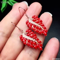 kjjeaxcmy fine jewelry 925 sterling silver inlaid natural red coral earrings fashion girl new eardrop support test