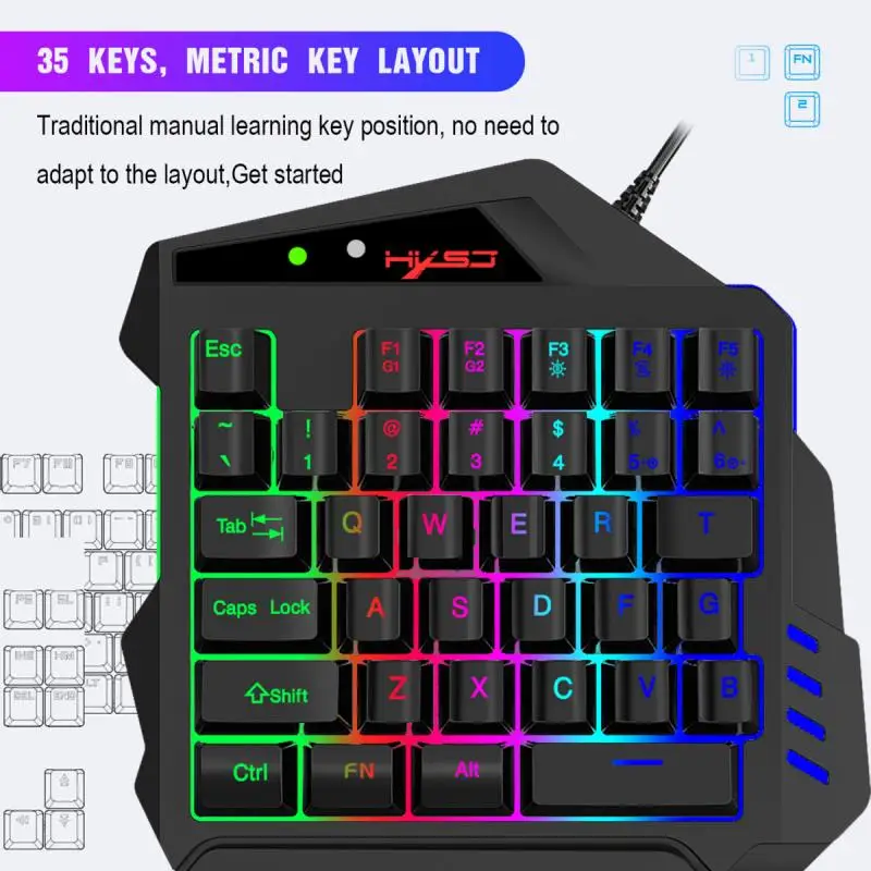 

New Programmable Keys Keypad Single Handed Game Keyboard One Hand Ergonomic Gaming Keypad Built-in Converter For PUBG PC Laptop