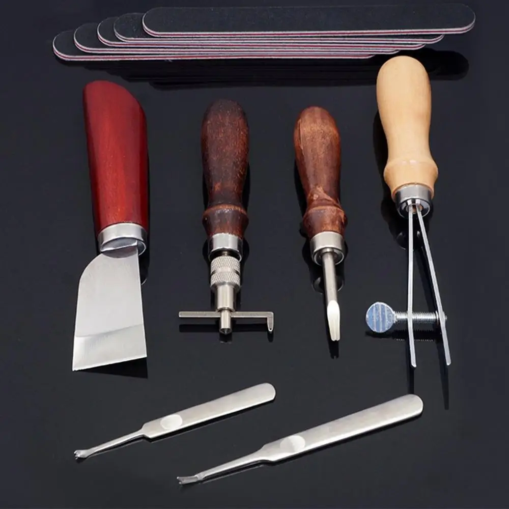 18Pcs/Set Leather Craft Tools Punch Kit Set Stitching Carving Working Sewing Saddle Groover for DIY Hand | Дом и сад